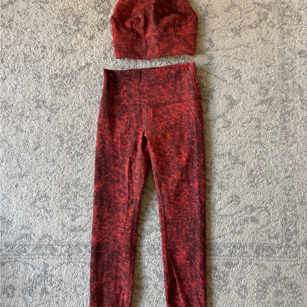 lululemon athletica Red Marbled High-Rise Leggings